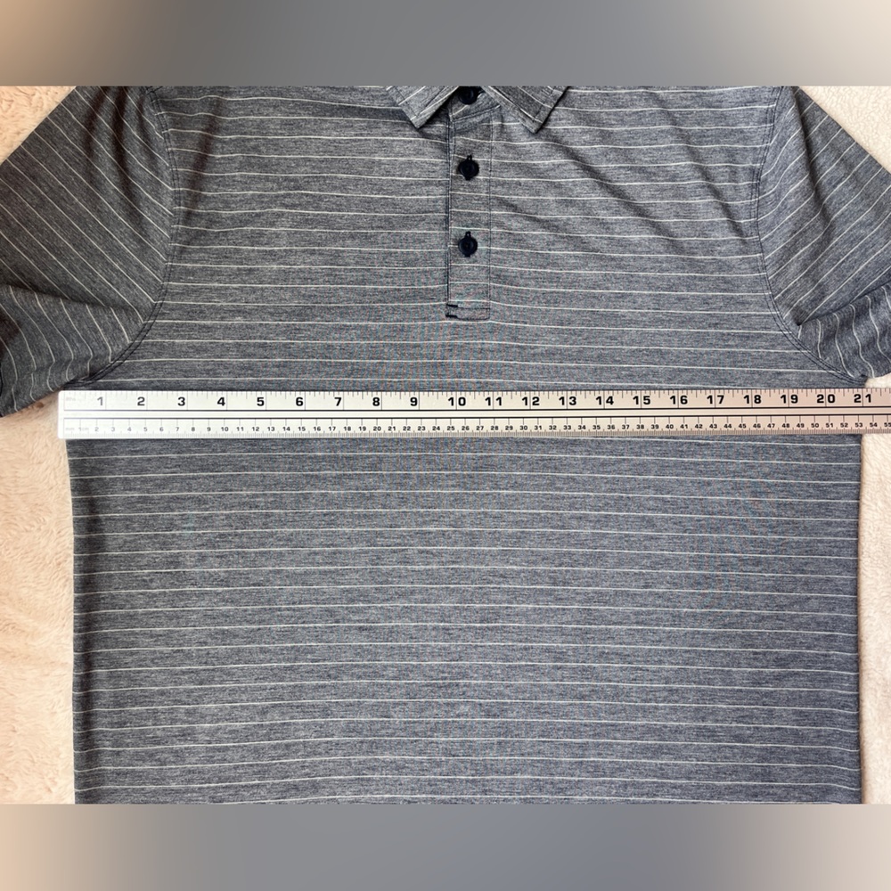 Lululemon Gray Striped Polo Shirt Men Size Large - Picture 7 of 8